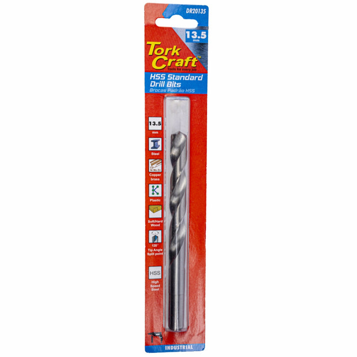 Tork Craft | Drill Bit HSS 13.5mm 135º 1/Card Reduced Shank Industrial