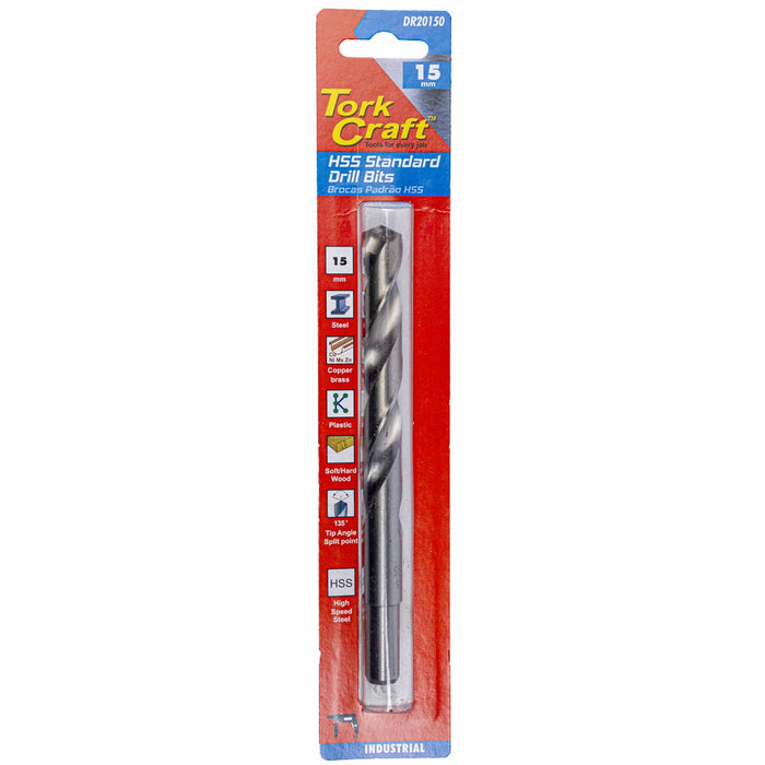 Tork Craft | Drill Bit HSS 15.0mm 135º 1/Card Reduced Shank Industrial