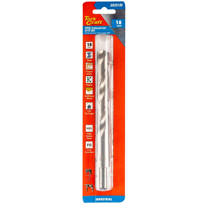 Tork Craft | Drill Bit HSS 18.0mm 135º 1/Card Reduced Shank Industrial