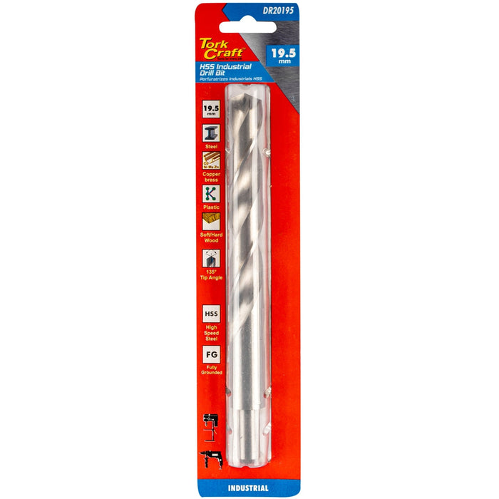 Tork Craft | Drill Bit HSS 19.5mm 135º 1/Card Reduced Shank Industrial