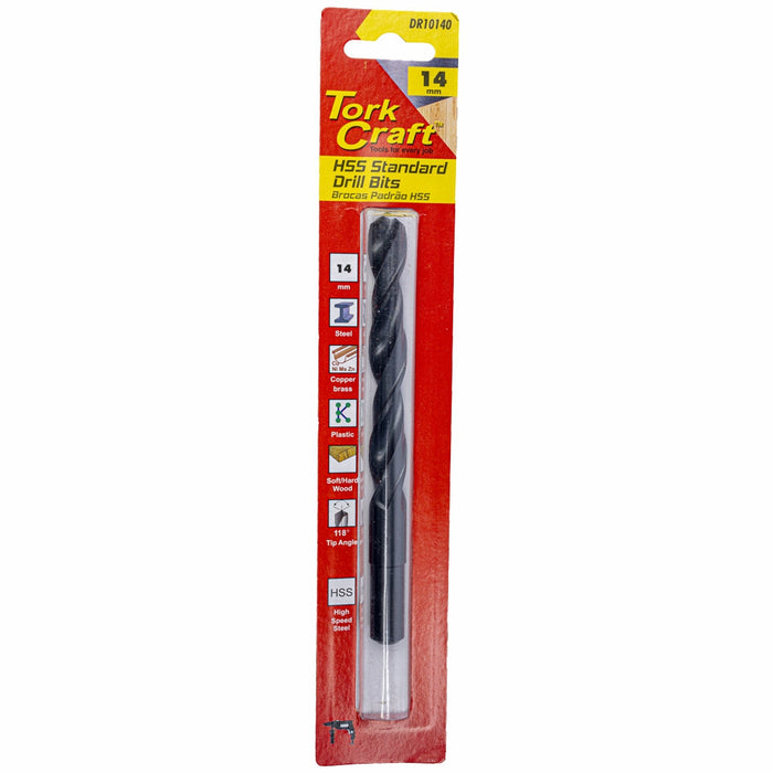 Tork Craft | Drill Bit HSS Standard 14.0mm Reduced Shank 1/Card