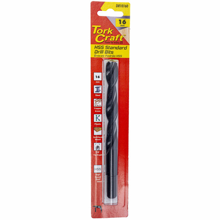 Tork Craft | Drill Bit HSS Standard 16.0mm Reduced Shank 1/Card