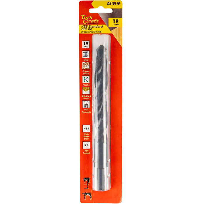 Tork Craft | Drill Bit HSS Standard 19.0mm Reduced Shank 1/Card