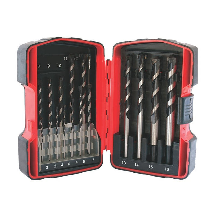 Tork Craft | Drill Bit Set Masonry 16Pc 3-16mm in Plastic Case