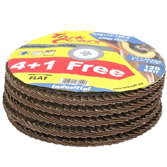 Tork Craft | Flap Sanding Disc 115mm 120G 4+1 Free A/O