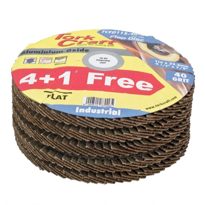 Tork Craft | Flap Sanding Disc 115mm 40G 4+1 Free A/O