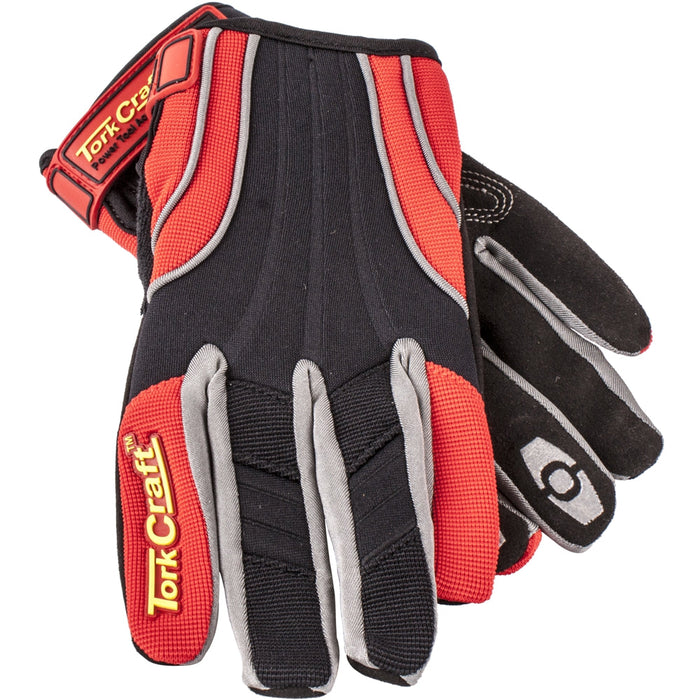 Tork Craft | Glove Mechanics Synthetic Leather Reinforced Palm Spandex Red M