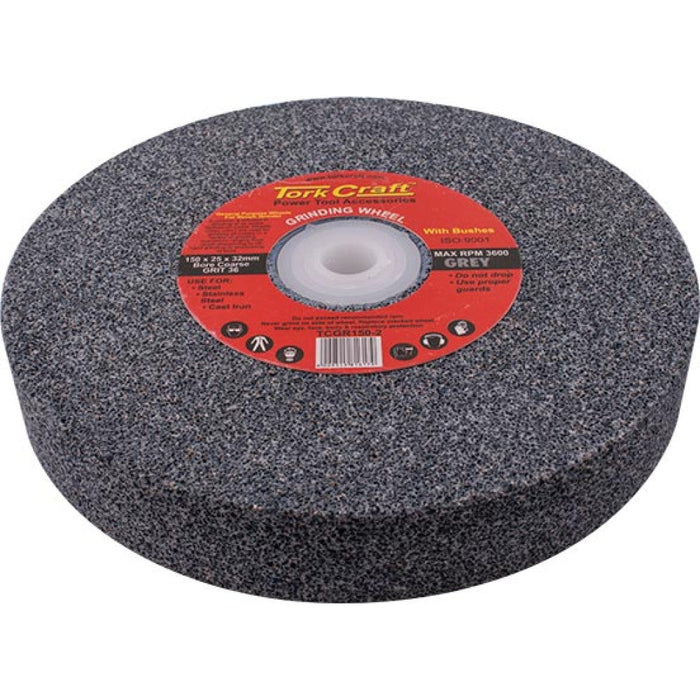 Tork Craft | Grinding Wheel 150X25X32mm Bore Coarse 36G w/Bushes - Bench Grinder