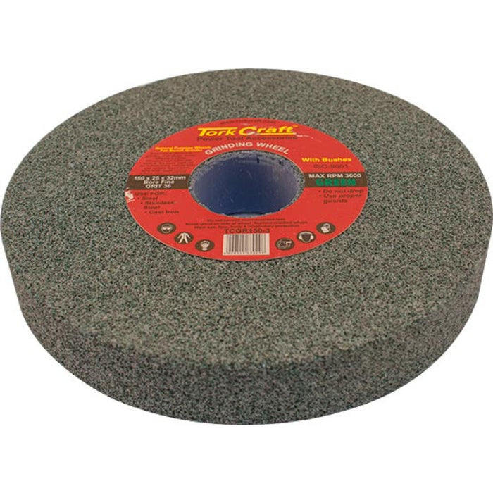 Tork Craft | Grinding Wheel 150X25X32mm Bore Green Coarse 36G w/Bushes - Bench Grinder
