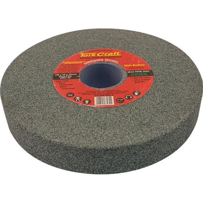 Tork Craft | Grinding Wheel 150X25X32mm Bore Green Fine 60G W/Bushes - Bench Grinder