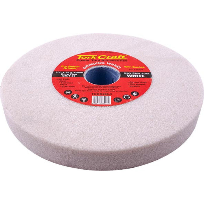 Tork Craft | Grinding Wheel 200X25X32mm White Coarse 36G w/Bushes - Bench Grinder