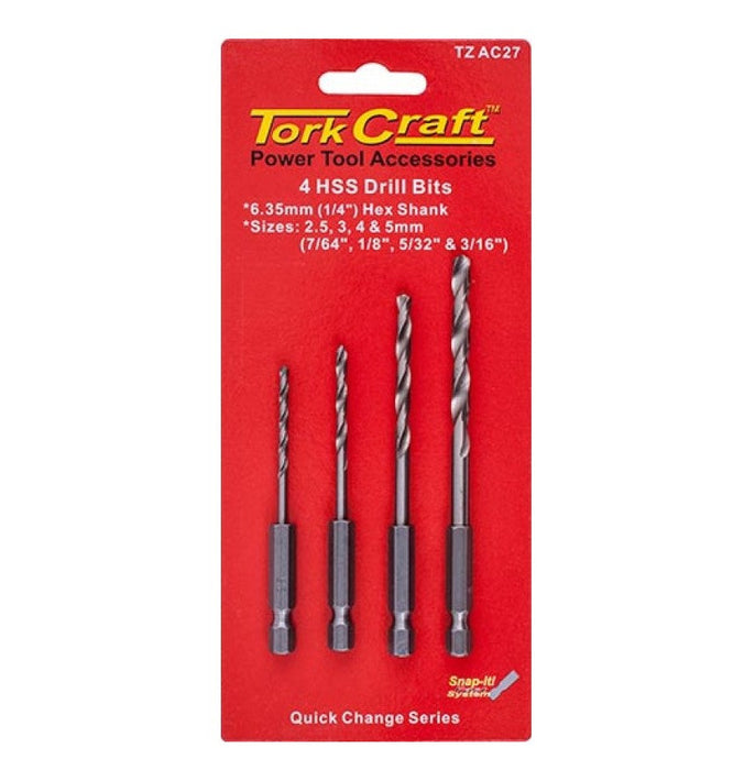 Tork Craft | Hex Shank Drill Bit 4Pc Set