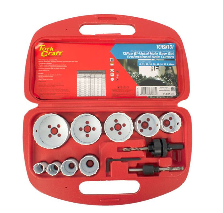 Tork Craft | Hole Saw Set Bi-Metal in Case 13Pc