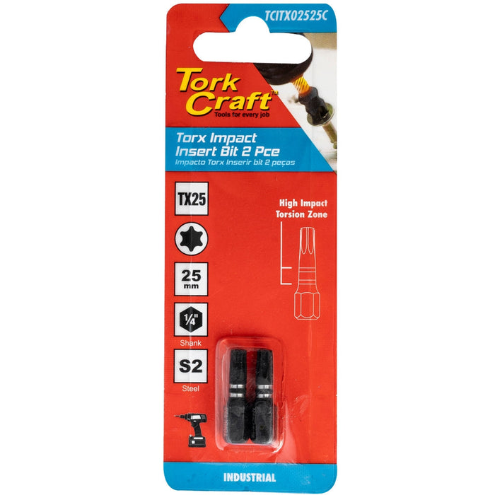 Tork Craft | Impact Bit Torx 25mm 2Pc - Various Sizes