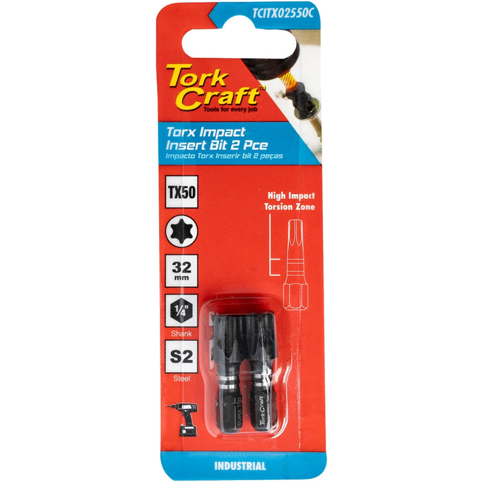 Tork Craft | Impact Bit Torx 25mm 2Pc - Various Sizes