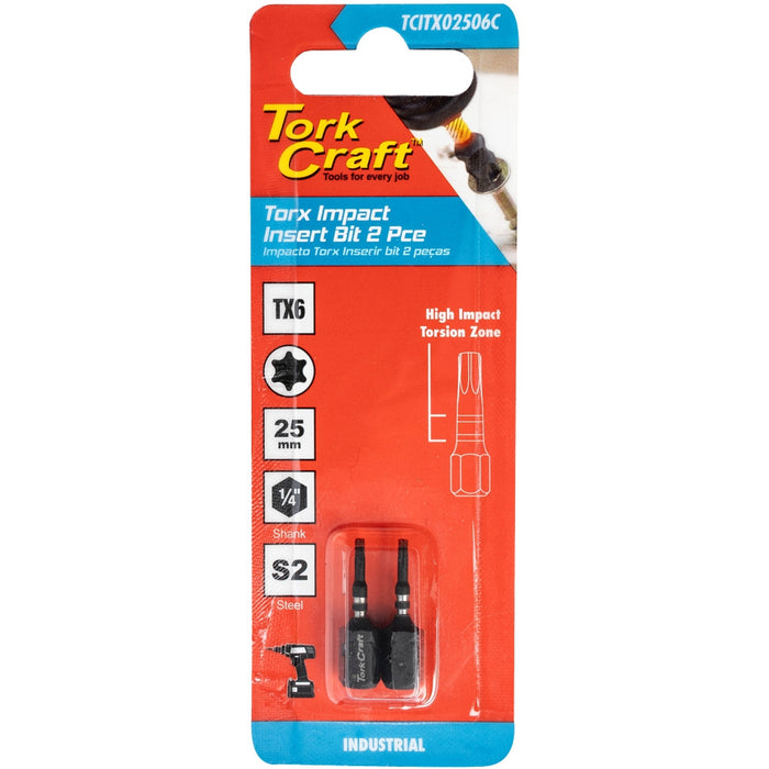 Tork Craft | Impact Bit Torx 25mm 2Pc - Various Sizes