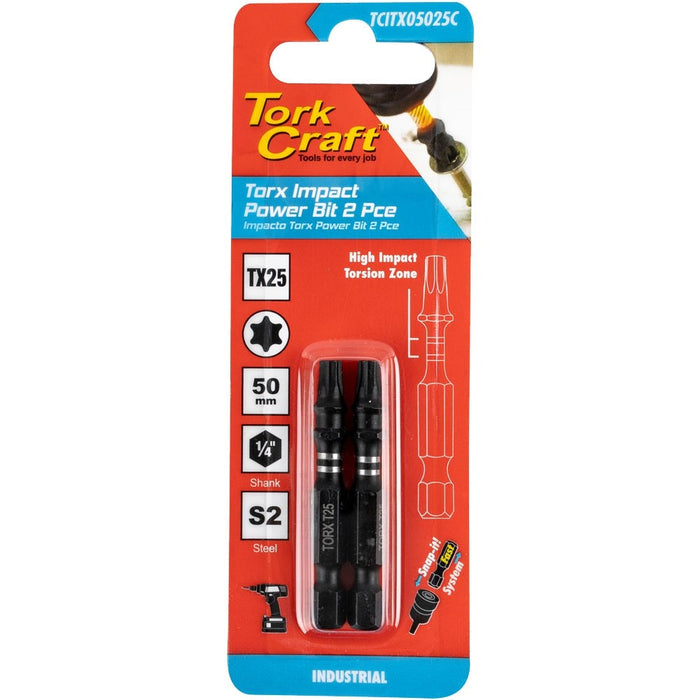 Tork Craft | Impact Bit Torx 50mm 2Pc - Various Sizes