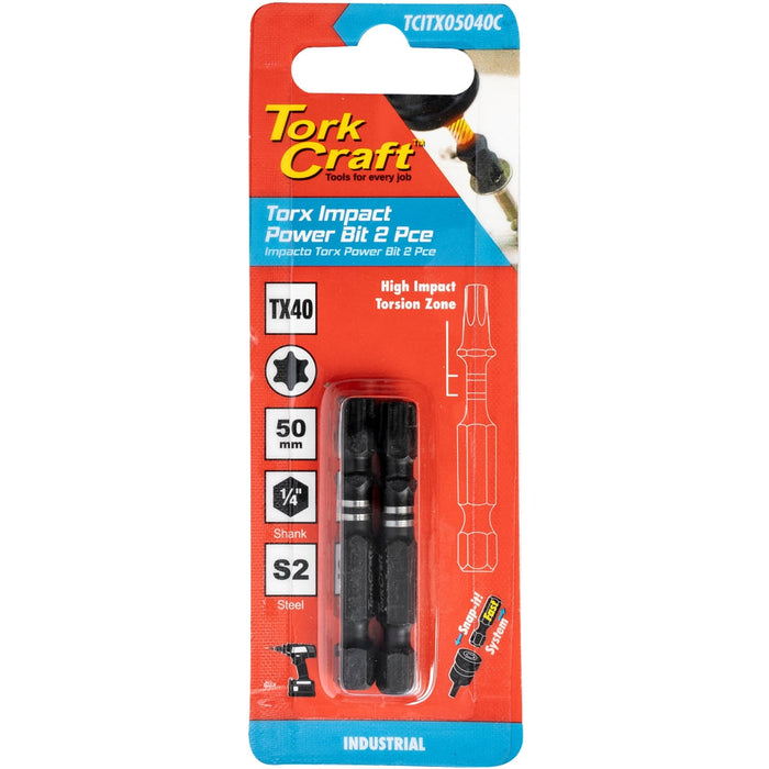 Tork Craft | Impact Bit Torx 50mm 2Pc - Various Sizes