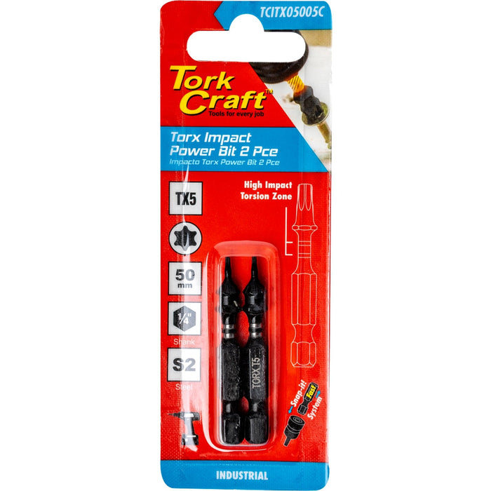 Tork Craft | Impact Bit Torx 50mm 2Pc - Various Sizes