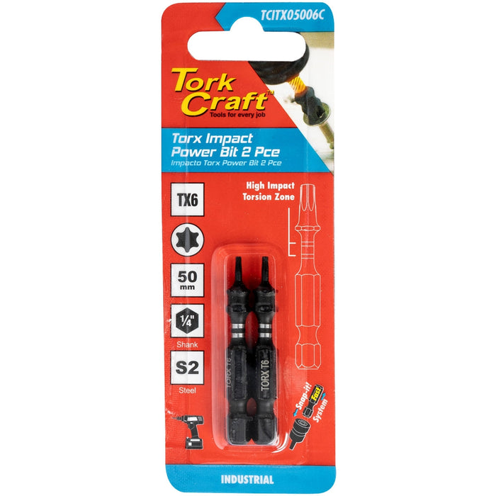 Tork Craft | Impact Bit Torx 50mm 2Pc - Various Sizes