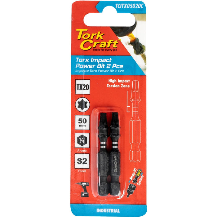 Tork Craft | Impact Bit Torx 50mm 2Pc - Various Sizes