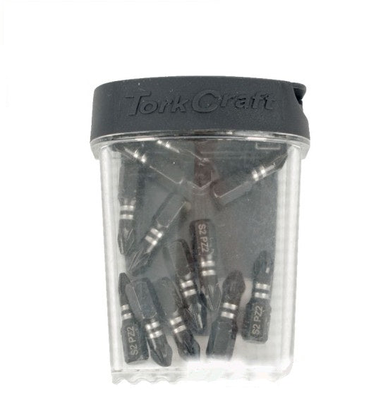 Tork Craft | Insert Bit Impact PZ2 x 25mm 15Pc Tic Tac Case PZ2