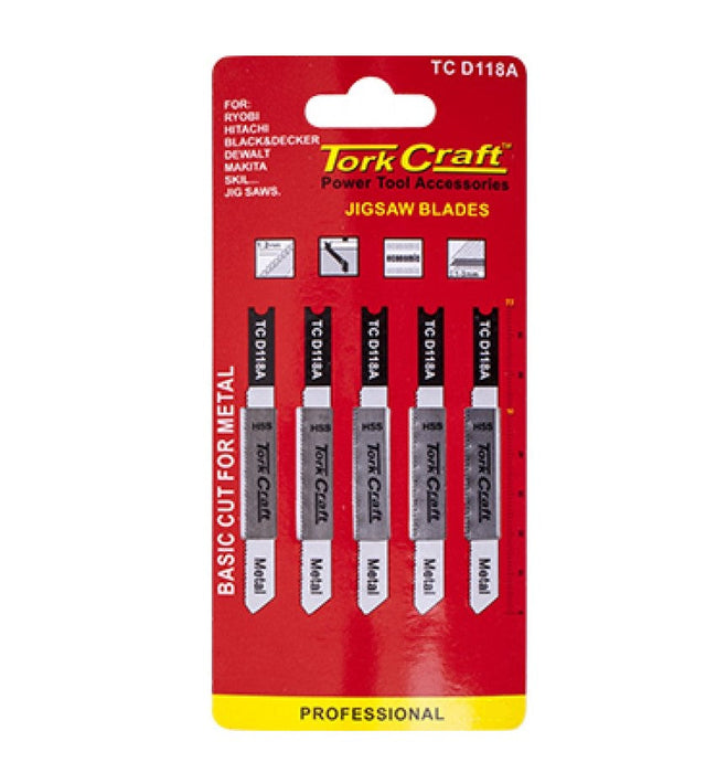 Tork Craft | Jigsaw Blades U-Shank 21Tpi Metal 1,2mm 5Pc