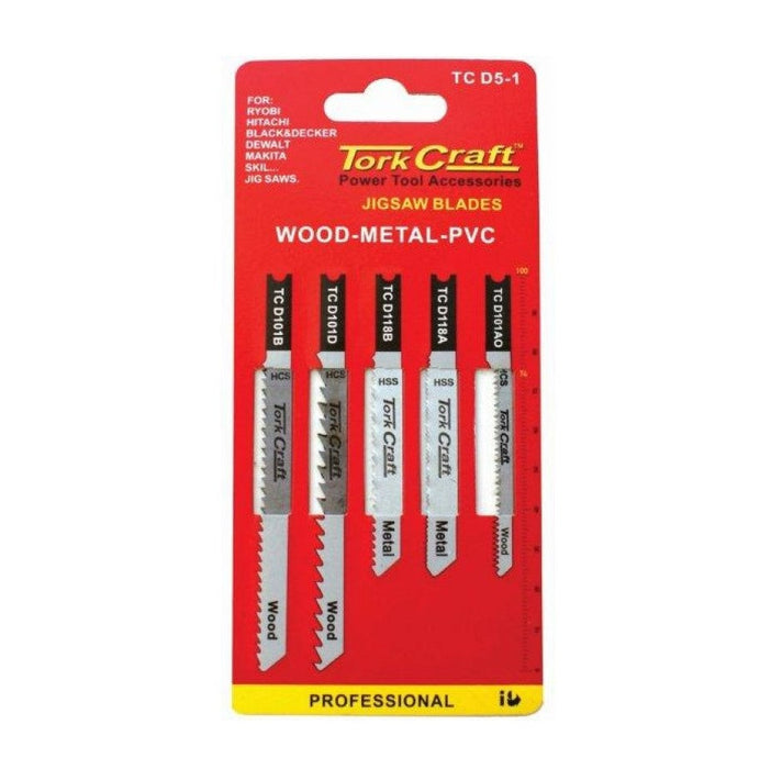 Tork Craft | Jigsaw Blades U-Shank Assorted 5Pc