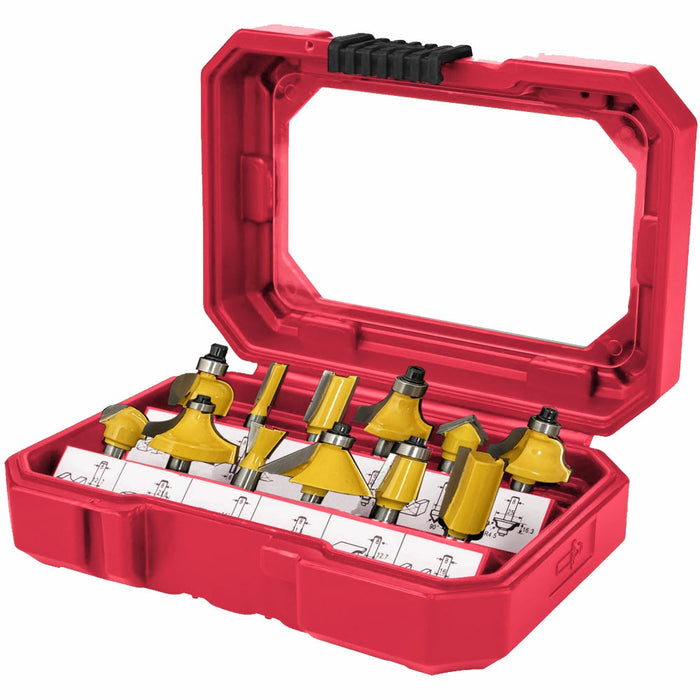 Tork Craft | Router Bit Set 1/4" Shank Hard Case 12Pc