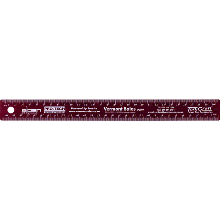 Tork Craft | Ruler Red 300mm Cork Backed Stainless Steel