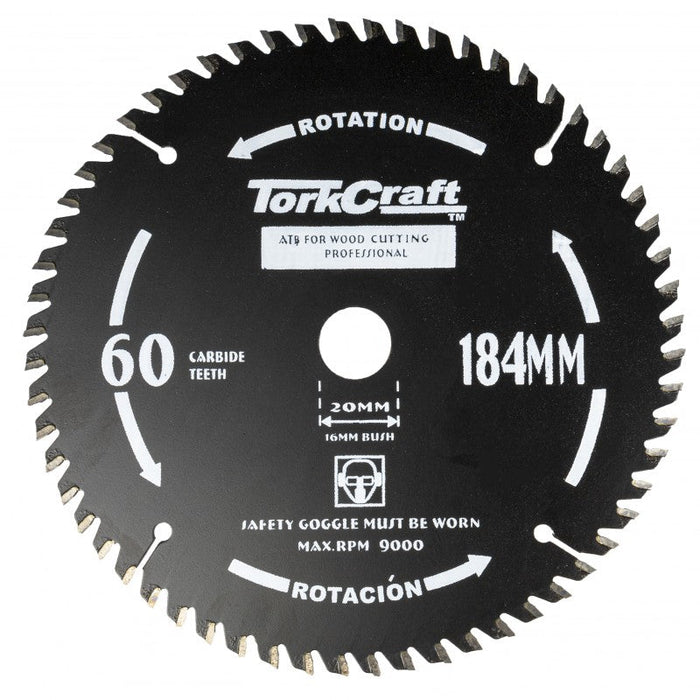 Tork Craft | Saw Blade 184X60T 20/16mm Thin Kerf