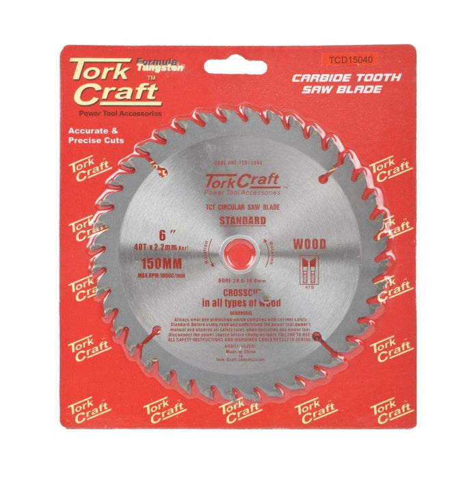 Tork Craft | Saw Blade TCT 150X40T 20/16mm General Purpose Combination Wood