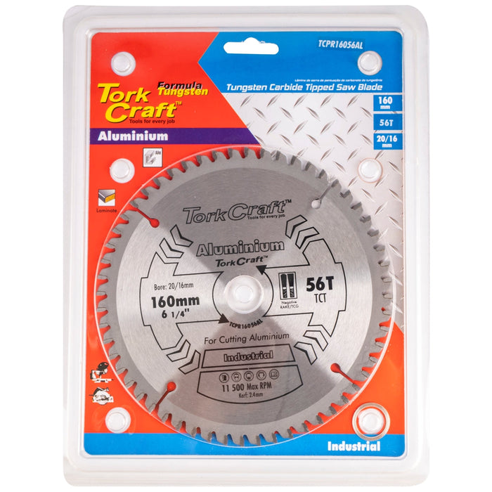 Tork Craft | Saw Blade TCT 160x56T 20/16mm Alum Cutting Professional Industrial