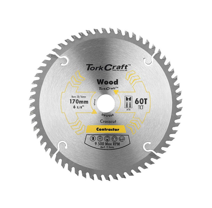 Tork Craft | Saw Blade TCT 170X60T 20/16mm Contractor Wood