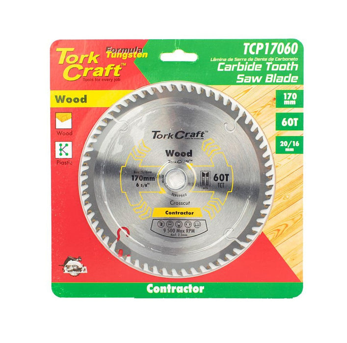 Tork Craft | Saw Blade TCT 170X60T 20/16mm Contractor Wood