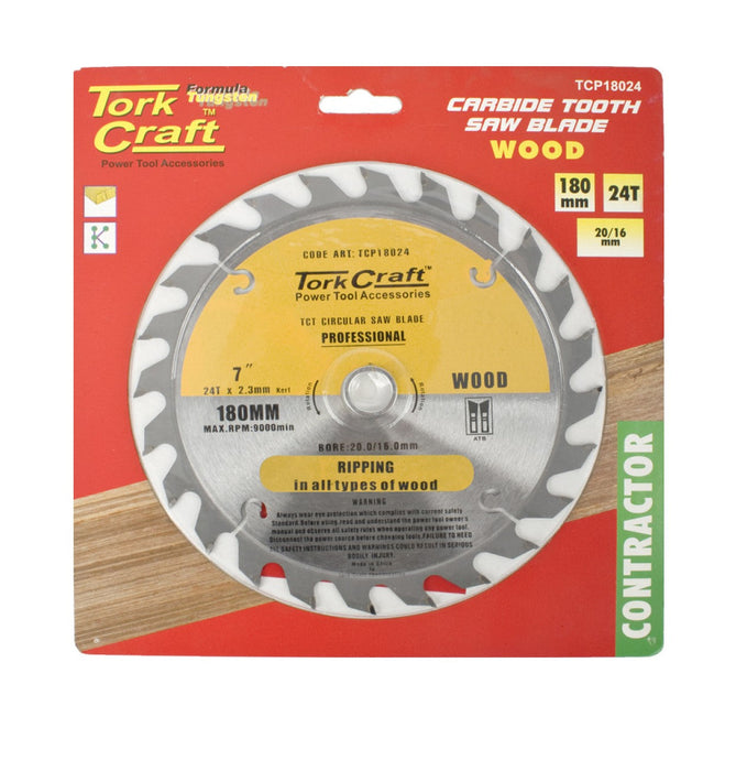 Tork Craft | Saw Blade TCT 180X24T 20/16mm Contractor Wood