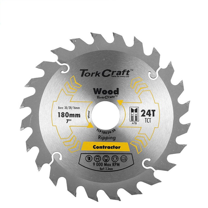 Tork Craft | Saw Blade TCT 180X24T 30/20/16mm Contractor