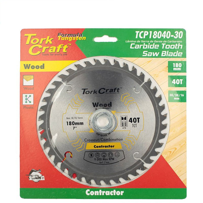 Tork Craft | Saw Blade TCT 180X40T 30/20/16mm Contractor