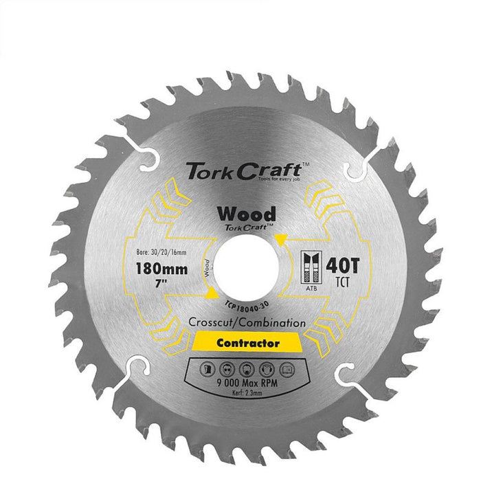 Tork Craft | Saw Blade TCT 180X40T 30/20/16mm Contractor