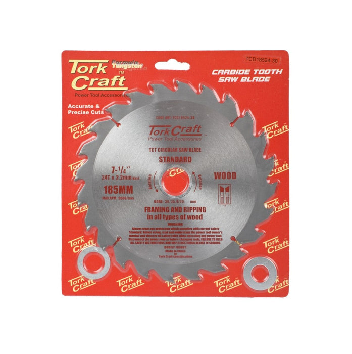 Tork Craft | Saw Blade TCT 185X24T 30/25,4/20/16mm General Purpose Combination