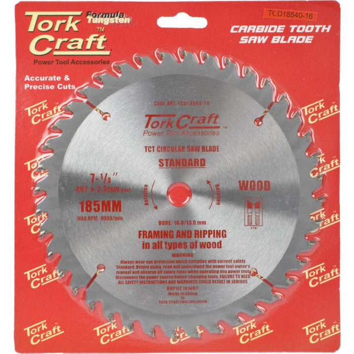 Tork Craft | Saw Blade TCT 185X40T 16mm General Purpose Combination