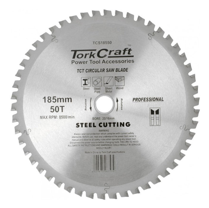 Tork Craft | Saw Blade TCT 185X50T 20/16mm Steel Cutting