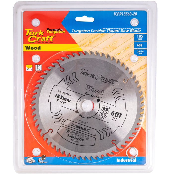 Tork Craft | Saw Blade TCT 185X60T 20/16mm ATB Positive Professional Industrial