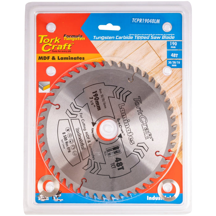 Tork Craft | Saw Blade TCT 190X48T 30/20/16mm TCG Positive Professional Industrial