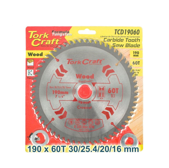 Tork Craft | Saw Blade TCT 190X60T 30/20mm General Purpose Cross Cut