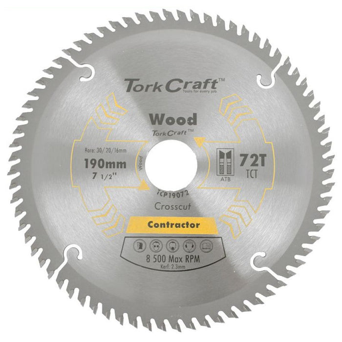 Tork Craft | Saw Blade TCT 190X72T 30/20/16 Contractor