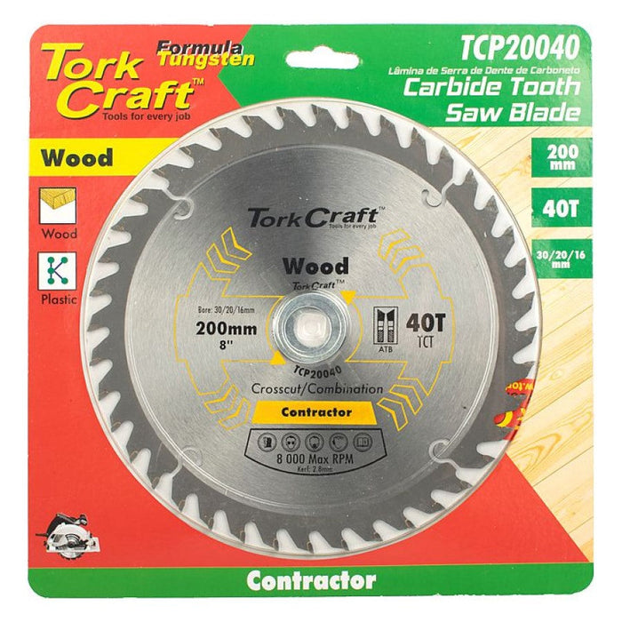 Tork Craft | Saw Blade TCT 200X40T 30/1/20/16mm Contractor