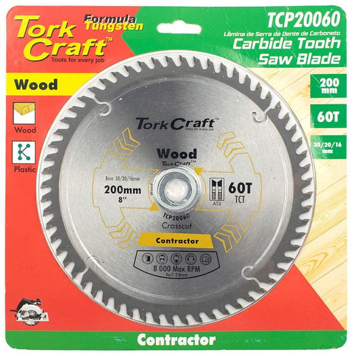 Tork Craft | Saw Blade TCT 200X60T 30/20/16mm Contractor