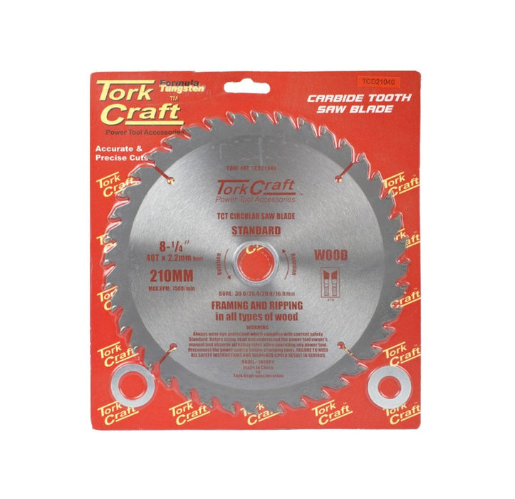 Tork Craft | Saw Blade TCT 210X40T 30/25,4/20/16mm General Purpose