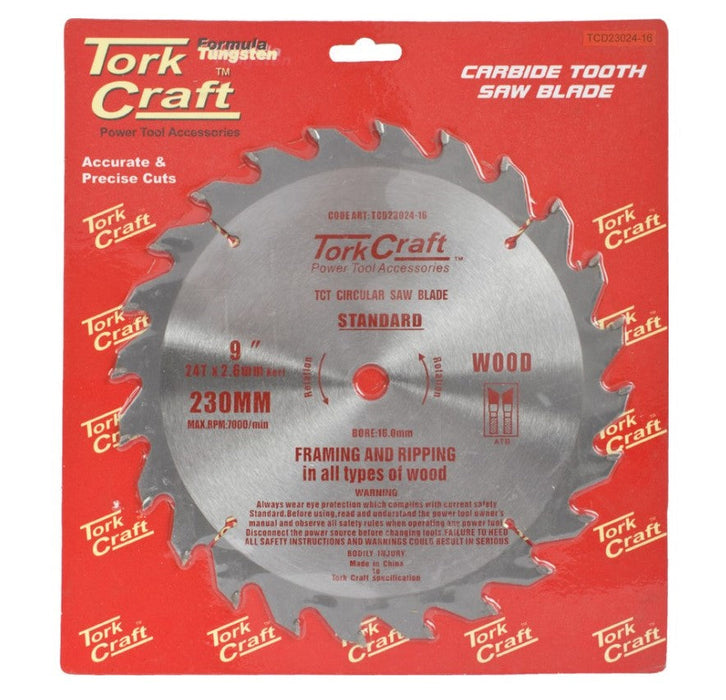 Tork Craft | Saw Blade TCT 230X24T 16mm General Purpose Rip